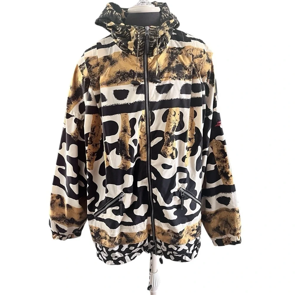 Vtg Obermeyer Gaper Day Women's Ski Jacket Abstract Animal Print Size 16